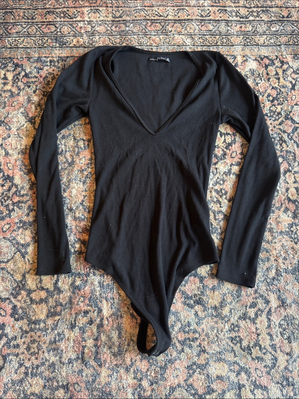 Abercrombie Black Long-Sleeve V-Neck Bodysuit